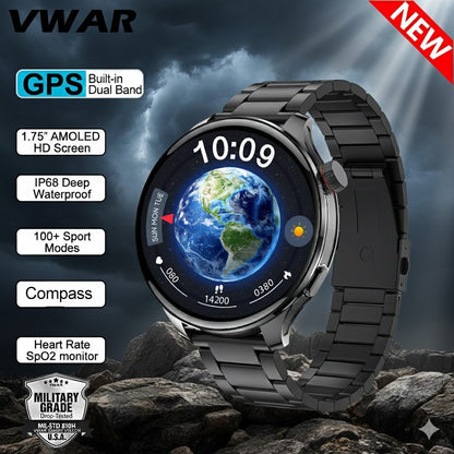 VWAR Balance 2 GPS Smart Watch 53mm 1.75" AMOLED Screen Heart Rate Blood Oxygen 2026 New for Men
