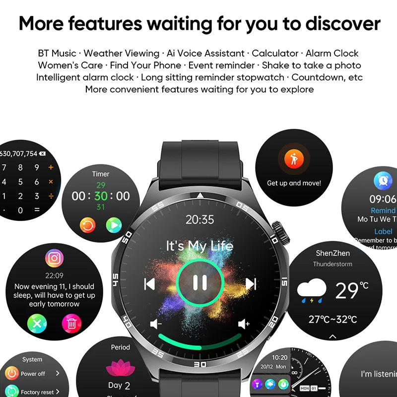 GT4 Ultra AMOLED Smart Watch ECG +PPG Bluetooth Calls Heart Rate Blood Pressure Body Temperature