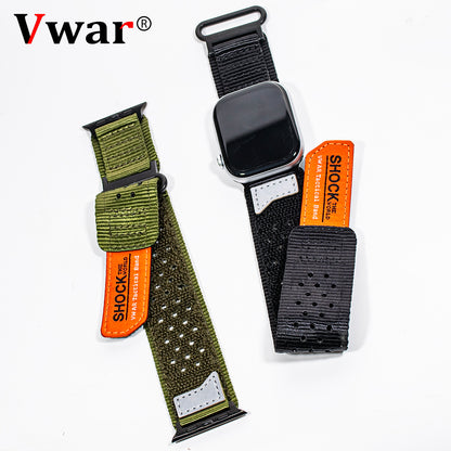 2024 NEW Tactical Nylon Strap for Apple Watch Ultra 2 49mm Rugged Breathable Wristband for iWatch Band Series 10 9 8 7 6 5 4 SE