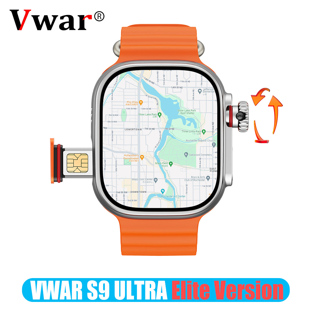 VWAR S9 ULTRA 4G Android Smart Watch [Elite version]- AMOLED Always-on Display, Retractable camera,  2G RAM 32G ROM