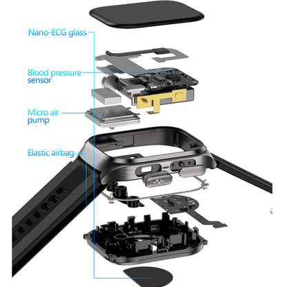 VWAR D2 Pro Medical Grade Smart Watch Air Pump Air Bag Blood Pressure Monitor ECG Non-invasive Blood Sugar Heart Rate Uric Acid Elder Watch for Huawei IOS Phone