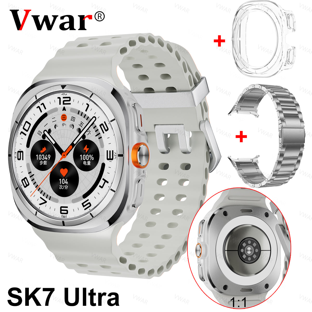 VWAR SK7 Ultra Smart Watch 1:1 47mm Real Screws Wireless Charger Bluetooth Call for Samsung IOS