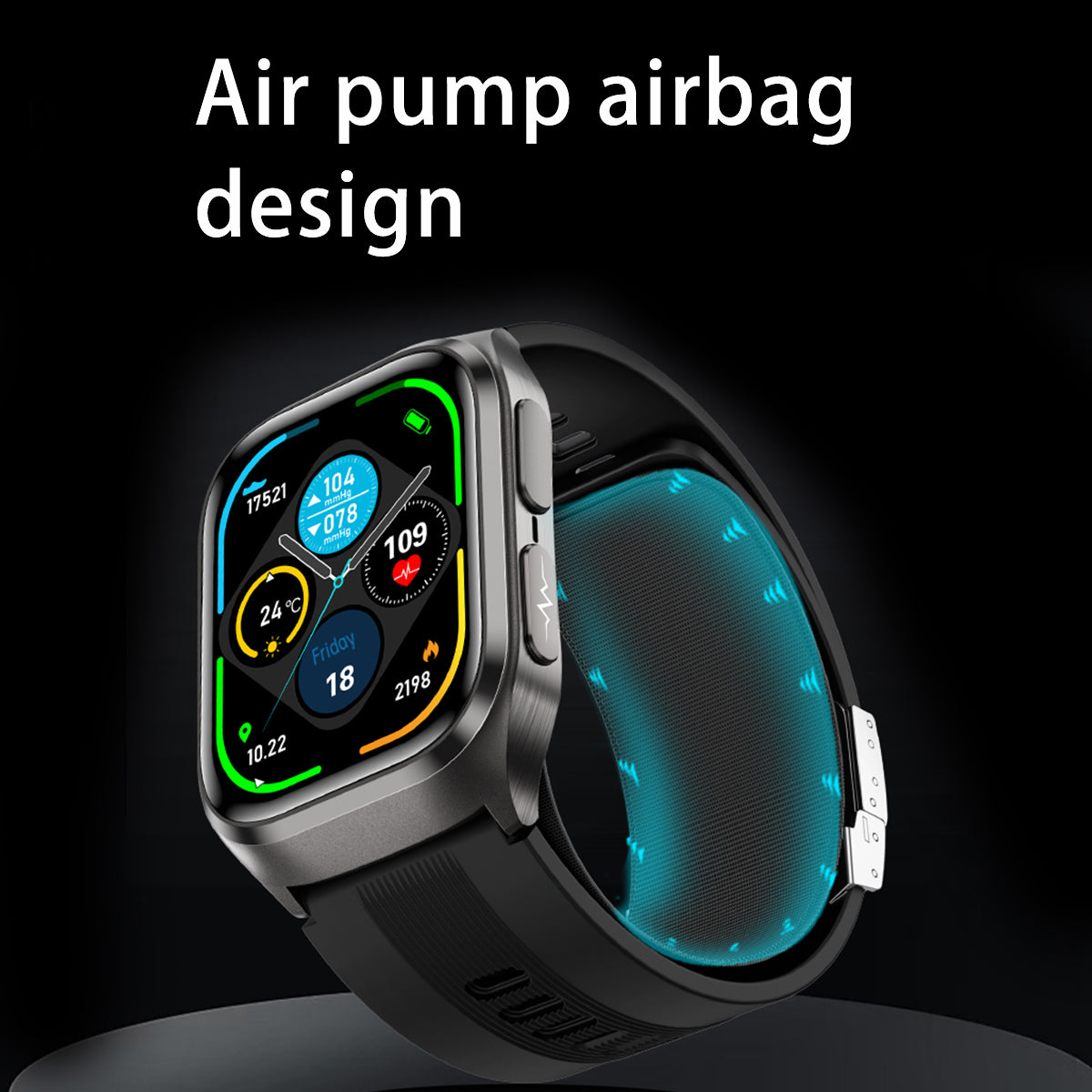 VWAR D2 Pro Medical Grade Smart Watch Air Pump Air Bag Blood Pressure Monitor ECG Non-invasive Blood Sugar Heart Rate Uric Acid Elder Watch for Huawei IOS Phone