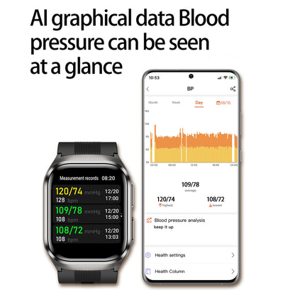 VWAR D2 Pro Medical Grade Smart Watch Air Pump Air Bag Blood Pressure Monitor ECG Non-invasive Blood Sugar Heart Rate Uric Acid Elder Watch for Huawei IOS Phone