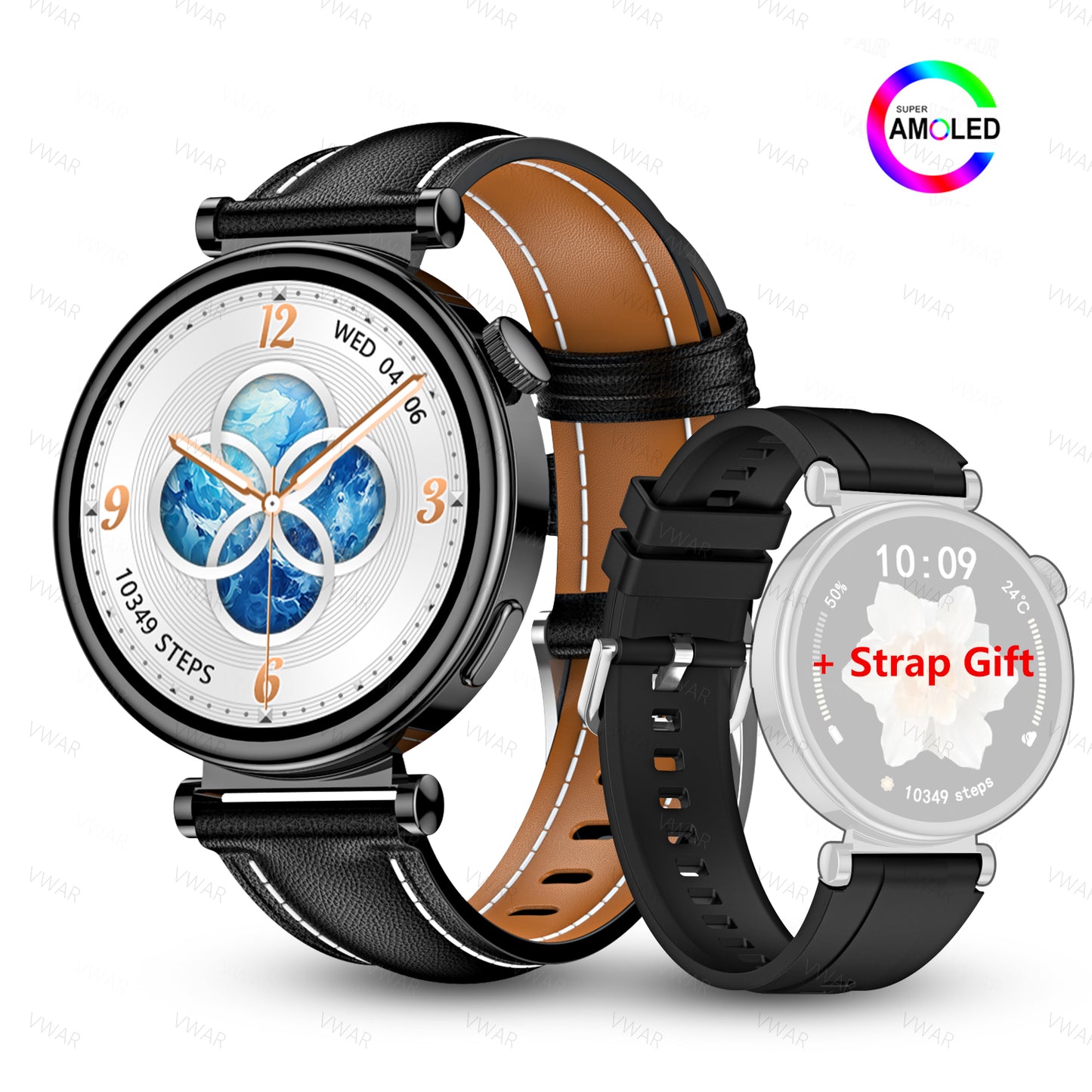 VWAR GT4 Mini 41mm Smart Watch for Women AMOLED Always-on Diplay, IP68 Waterproof, Bluetooth Call NFC