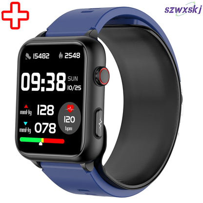 Medical Grade Smart Watch Air Pump Air Bag Blood Pressure Monitor ECG Non-invasive Blood Sugar Heart Rate Uric Acid Elder Watch