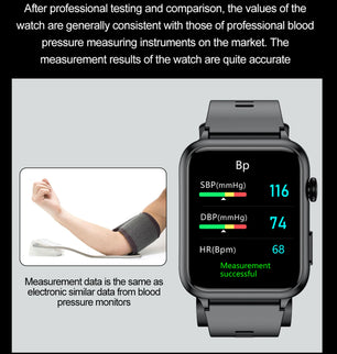 Medical Grade Smart Watch Air Pump Air Bag Blood Pressure Monitor ECG Non-invasive Blood Sugar Heart Rate Uric Acid Elder Watch
