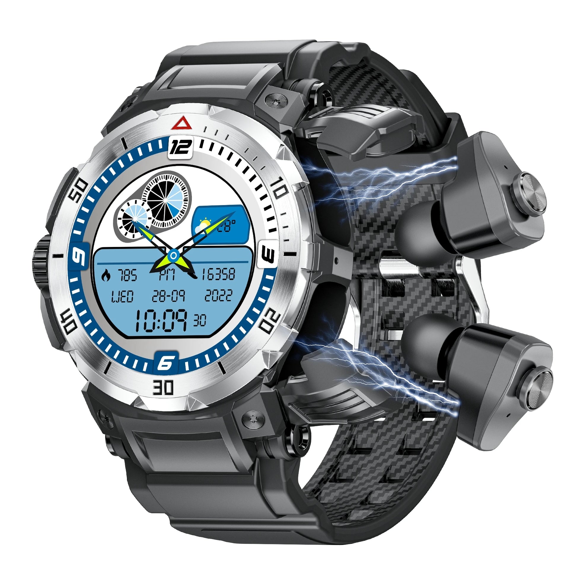 VWAR TWS Tactical Rugged Smart Watch  Bluetooth Call IP68 Waterpoof 100+ Sports Modes Heart Rate Blood Oxygen Monitor