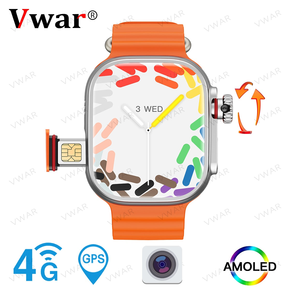Vwar Smartwatch 4G Ultra Series 9 Pantalla AMOLED con Tarjeta SIM WIFI GP –  vwar