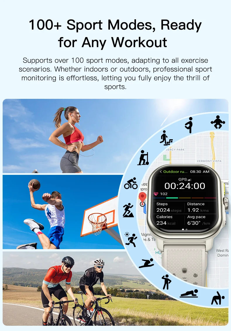 VWAR Cheetah Square GPS Smart Watch 2.06'' AMOLED Display Built-in GPS & Route Import Bluetooth Calls IP68