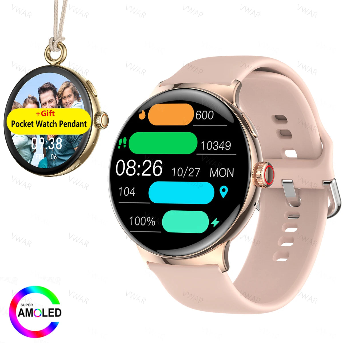 VWAR Pixel 2 Smart Watch for Men Women 1.43