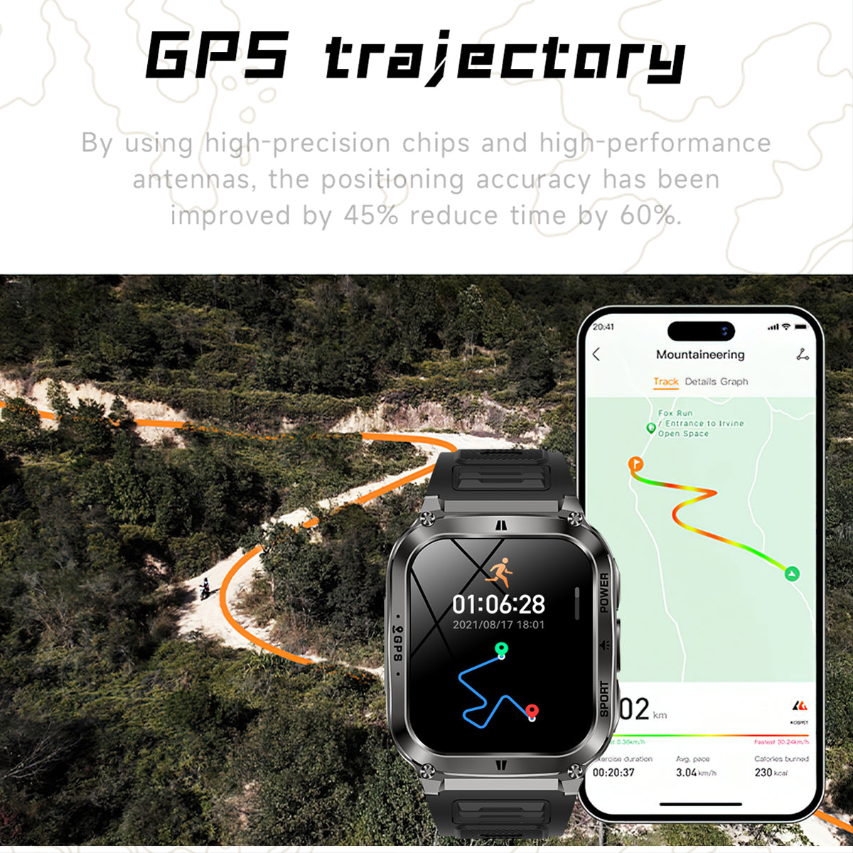 VWAR NX30 Tactical Smart Watch GPS 3ATM Waterproof Heart Rate Blood Oxygen Sleep Monitor