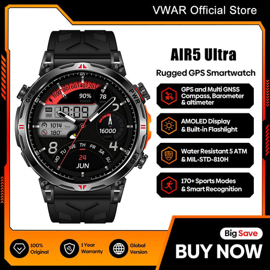 VWAR AIR5 Ultra Smart Watch- Built-in GPS, 30m Waterproof, ChatGPT