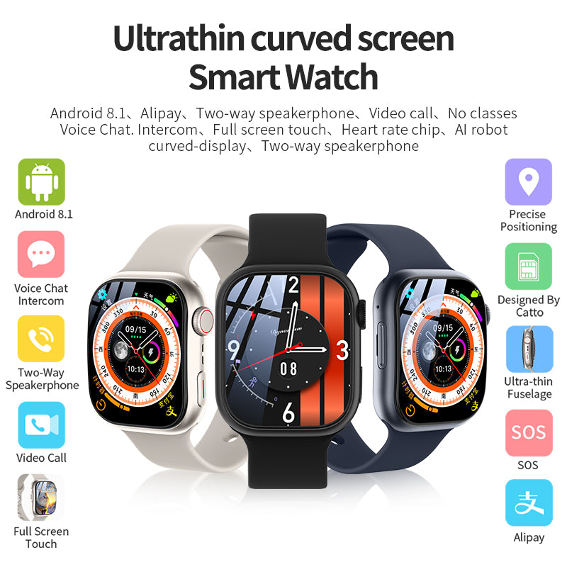 VWAR A9 4G Android Smart Watch Series 9-HD Camera,AMOLED Ultra-thin Curved Screen