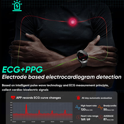 VWAR Watch 5 ECG Smart Watch for Huawei IOS-1.56" AMOLED Screen/LED Flashlight/SpO2/Stress