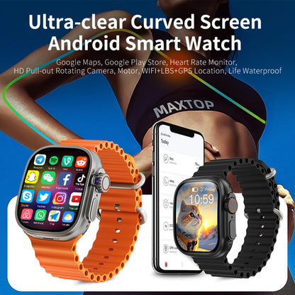 Vwar S9 Ultra 3 GEN2 Smart Watch 4G LTE  Android & Bluetooth Dual System AMOLED Curved Screen Rotating Camera