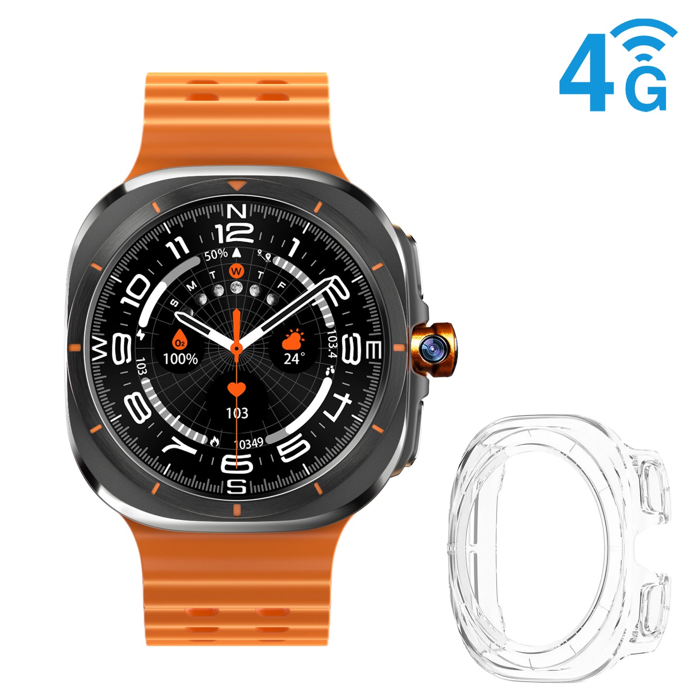 VWAR S7 Ultra Android Smart Watch- Bluetooth & Android Dual System| 4G LTE Rotating Camera| 1.5inch AMOLED Screen 1:1 47mm