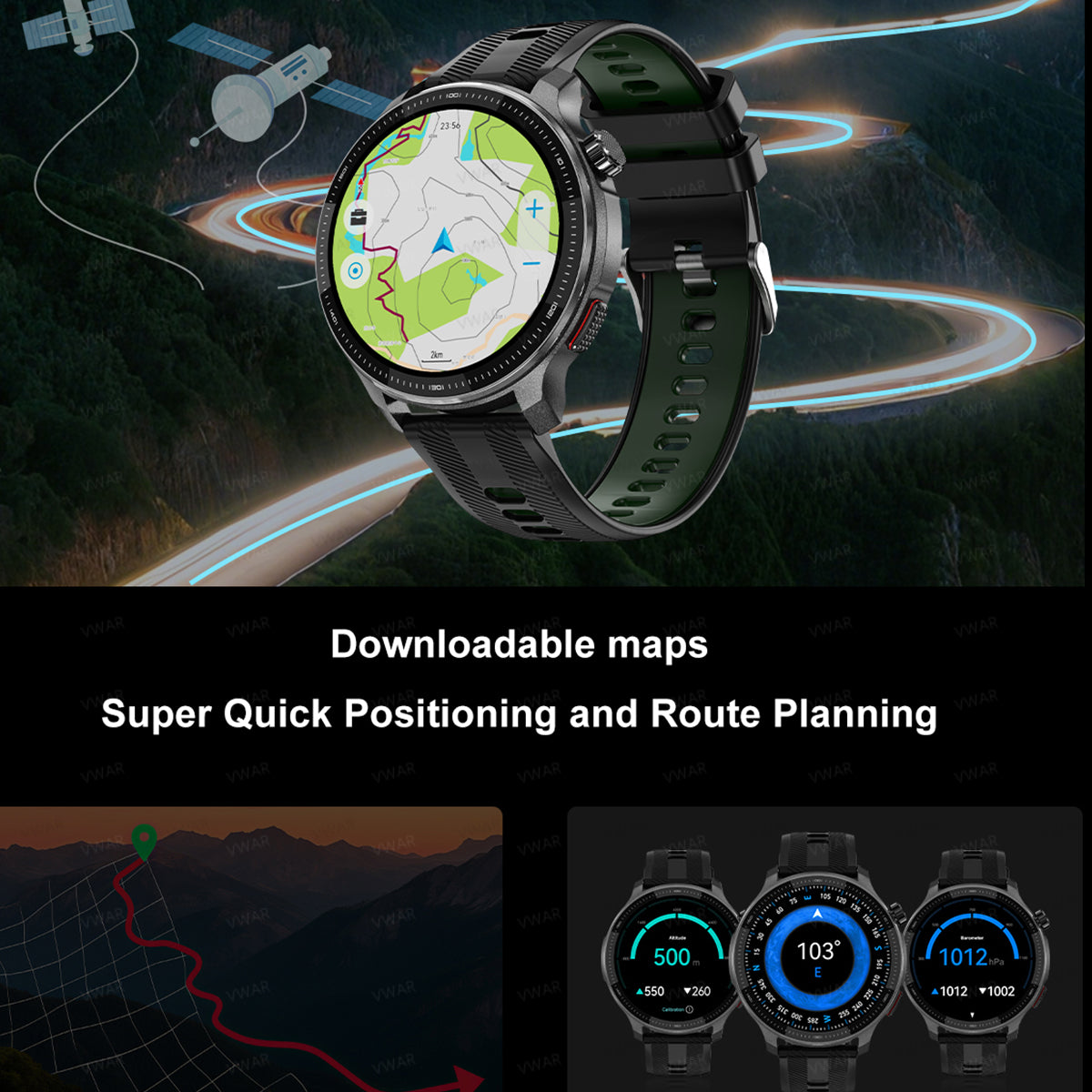 VWAR DT G6 Smart Watch GPS Offline Map, 4GB ROM, 3ATM Waterproof