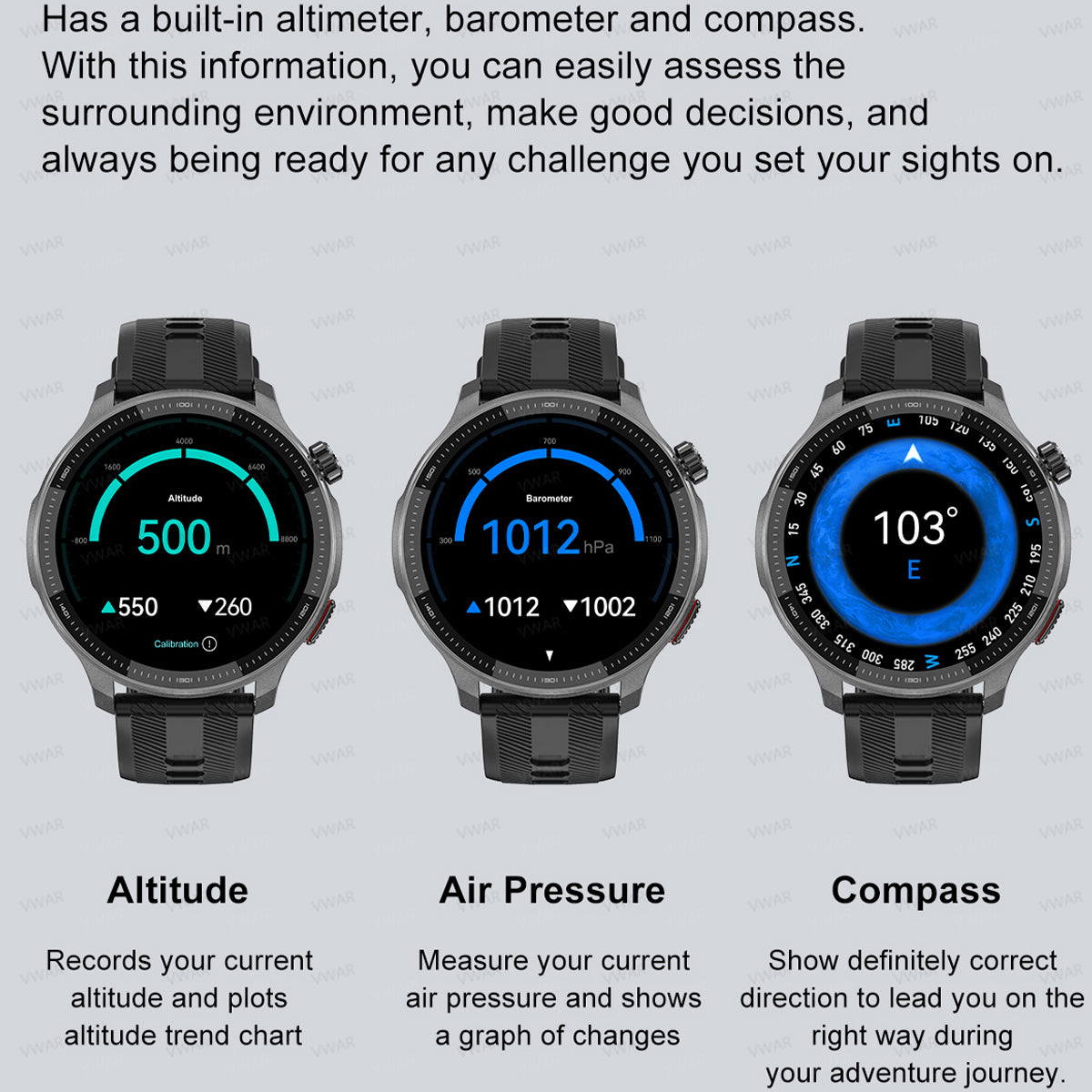 VWAR DT G6 Smart Watch GPS Offline Map, 4GB ROM, 3ATM Waterproof