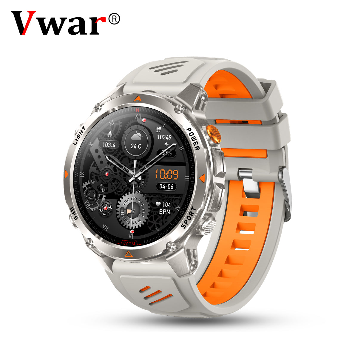 VWAR Tactical GPS Smart Watch-30m Waterproof, LED Flashlight