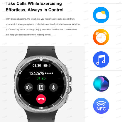 VWAR HD8C Smart Watch 8 Classic 46mm with Rotating Bezel, NFC, 3ATM Waterproof